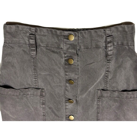 NEW Young Fabulous Broke Denim Twill Button Front Mini Skirt Size Medium in Grey - Picture 4 of 6